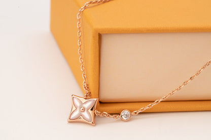 [Luxery]STAR PINK MOP 1 DIAMOND PINK GOLD NECKLACE