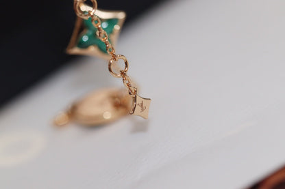 [Luxery]STAR AND SUN 4 MOTIF PINK GOLD MALACHITE BRACELET