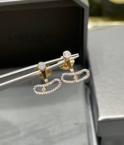 [Luxery]MOVE UNO PINK GOLD DIAMOND EARRINGS
