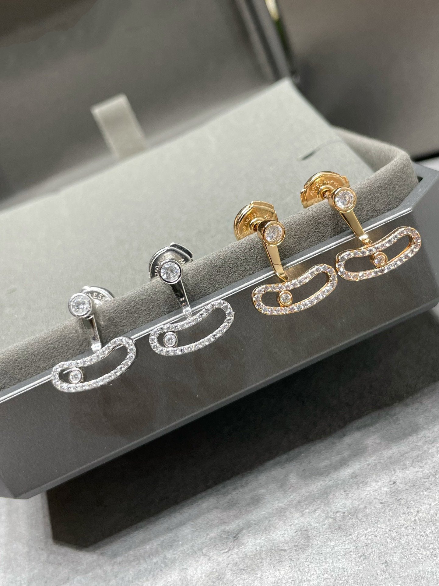 [Luxery]MOVE UNO PINK GOLD DIAMOND EARRINGS
