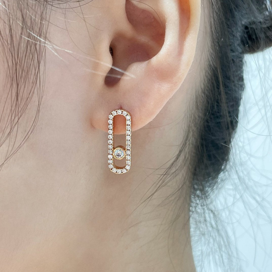 [Luxery]MOVE UNO STUD DIAMOND PAVED EARRINGS