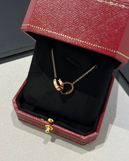 [Luxery]LOVE NECKLACE DOUBLE RING PINK GOLD