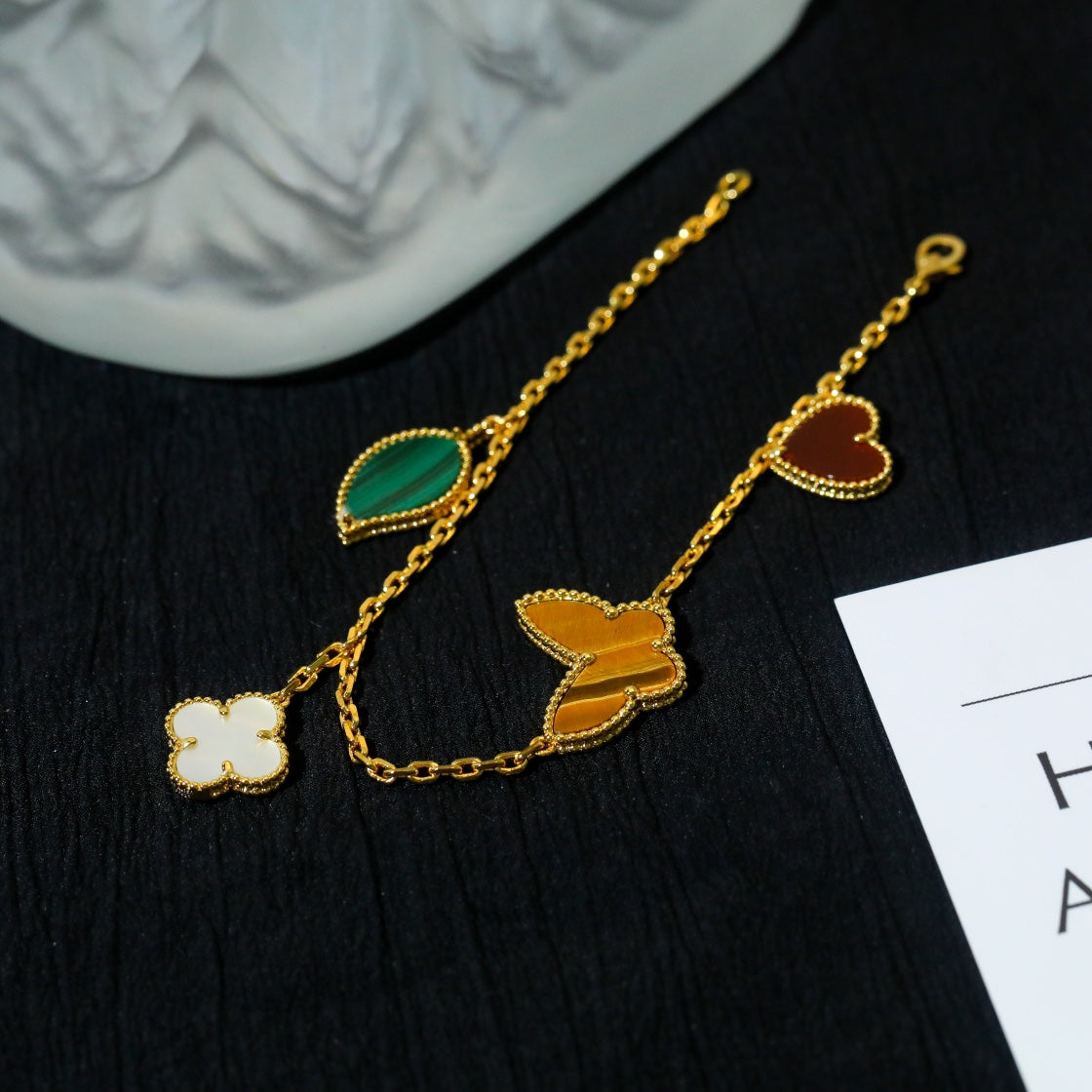 [Luxery]LUCKY SPRING 5 MOTIF GOLD BRACELET