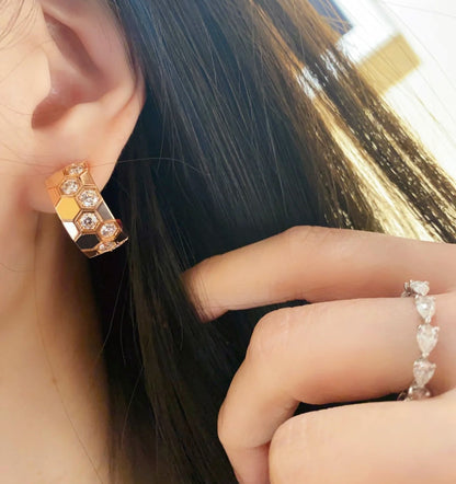 [Luxery]BEE LOVE DIAMOND HOOP EARRINGS