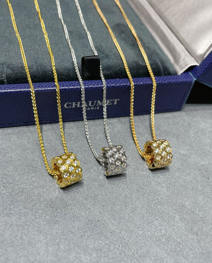 [Luxery]BEE LOVE DIAMOND PAVED 3 ROW NECKLACE
