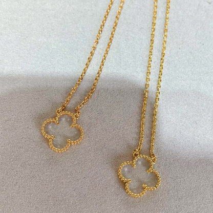 [Luxery]CLOVER ROCK CRYSTAL ROSE GOLD NECKLACE