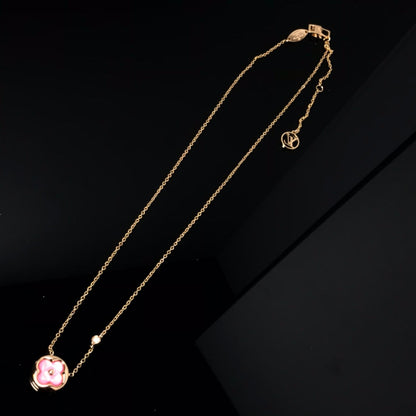[Luxery]COLOR BLOSSOM PINK MOP SUN GOLD NECKLACE
