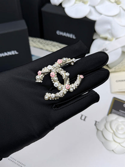 [Luxery]26C Pink-White Enamel Ice Cream Cone Double C Brooch