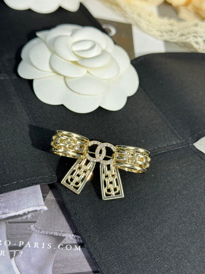 [Luxery]25K Hollow Bow Brooch