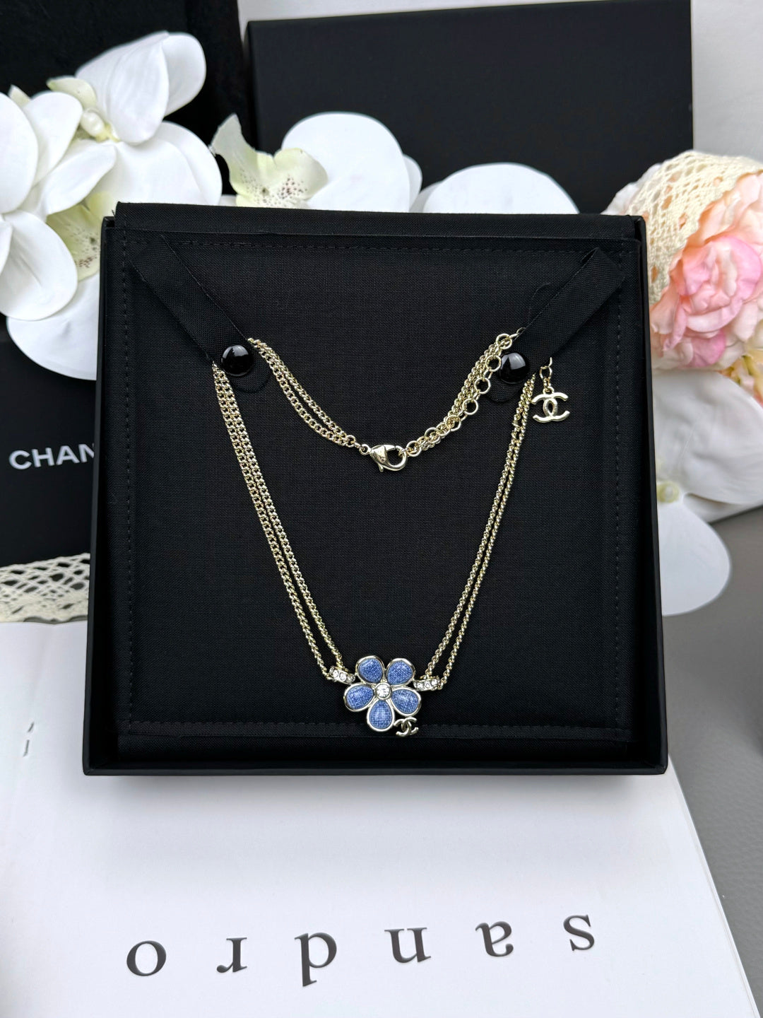 [Luxery]New Blue Floral Double-Layer Necklace