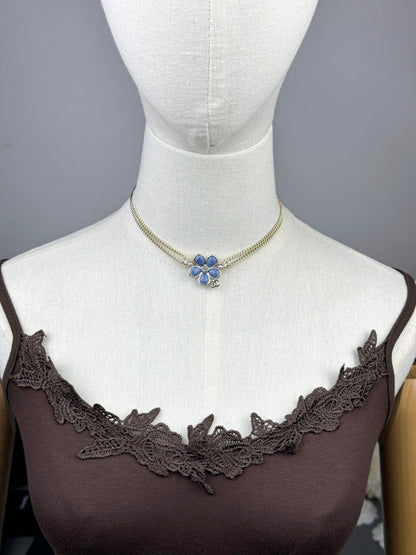 [Luxery]New Blue Floral Double-Layer Necklace