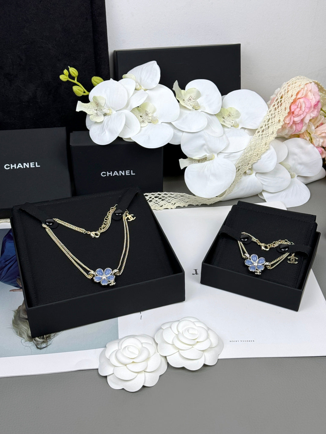 [Luxery]New Blue Floral Double-Layer Necklace