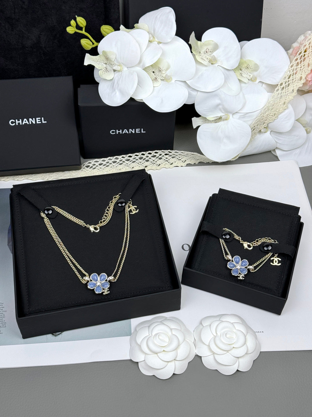 [Luxery]VOLTE New Blue Floral Double-Layer Bracelet