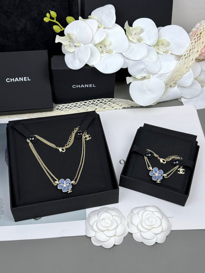 [Luxery]VOLTE New Blue Floral Double-Layer Bracelet