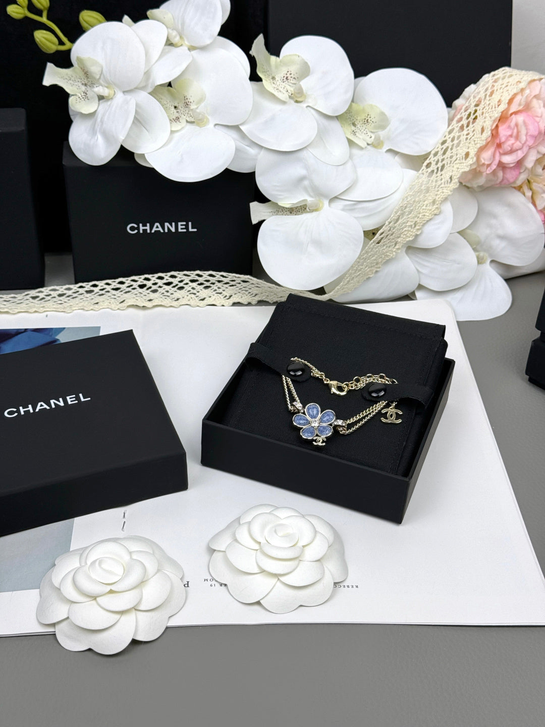 [Luxery]VOLTE New Blue Floral Double-Layer Bracelet