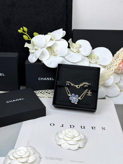 [Luxery]VOLTE New Blue Floral Double-Layer Bracelet