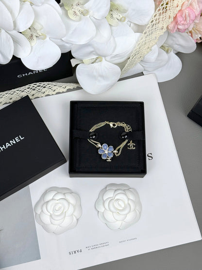 [Luxery]VOLTE New Blue Floral Double-Layer Bracelet