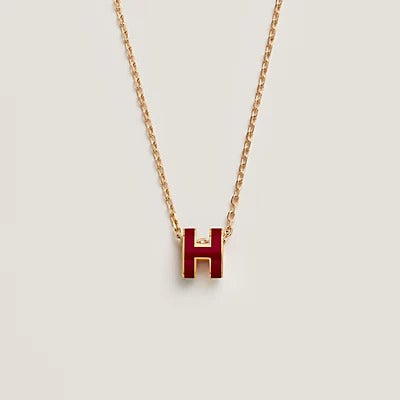 [Luxery]HM CLIC RED ENAMEL GOLD NECKLACE