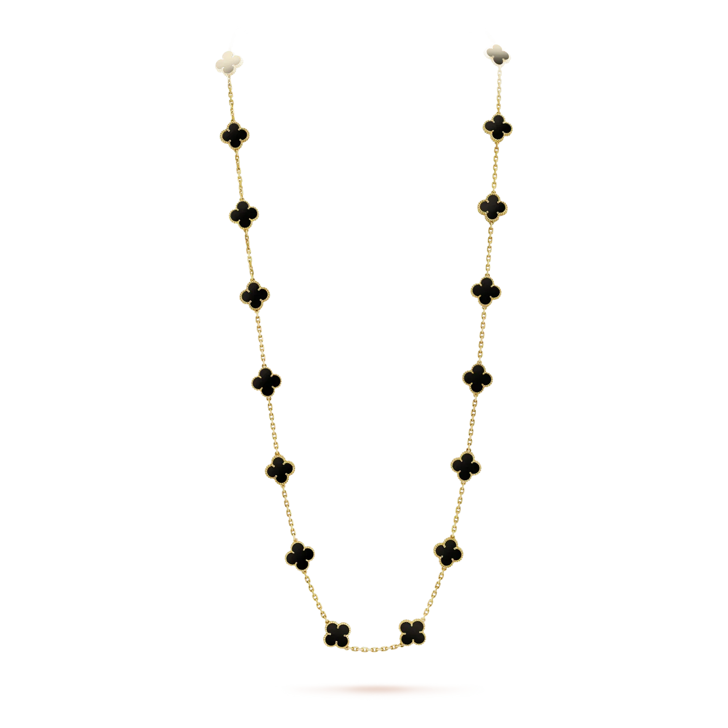 [Luxery]CLOVER 20 MOTIFS ONYX NECKLACE