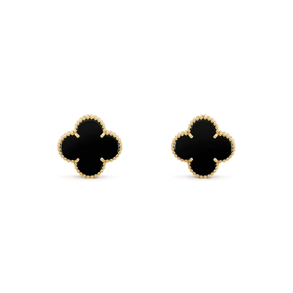 [Luxery]CLOVER MEDIUM 1 MOTIFS  ONYX STUD EARRINGS