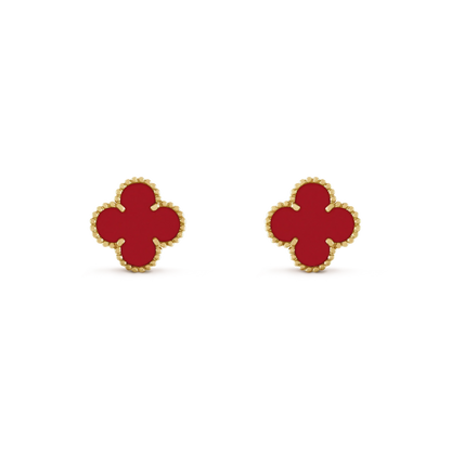 [Luxery]CLOVER MINI 9.5MM CARNELIAN EARRINGS