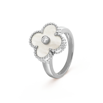[Luxery]CLOVER SILVER MOP DIAMOND RING