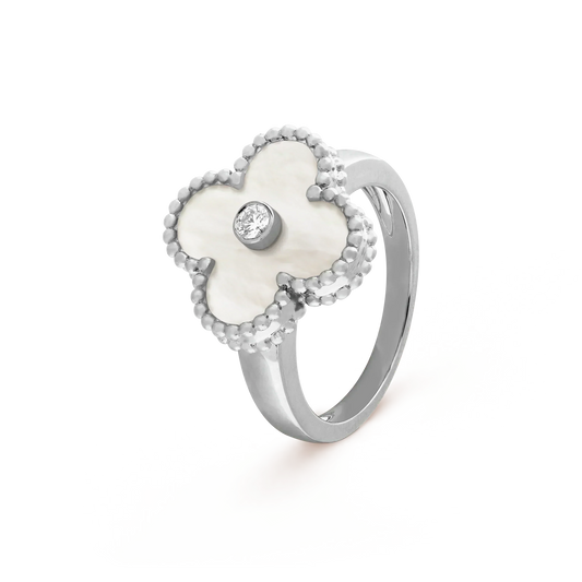 [Luxery]CLOVER SILVER MOP DIAMOND RING
