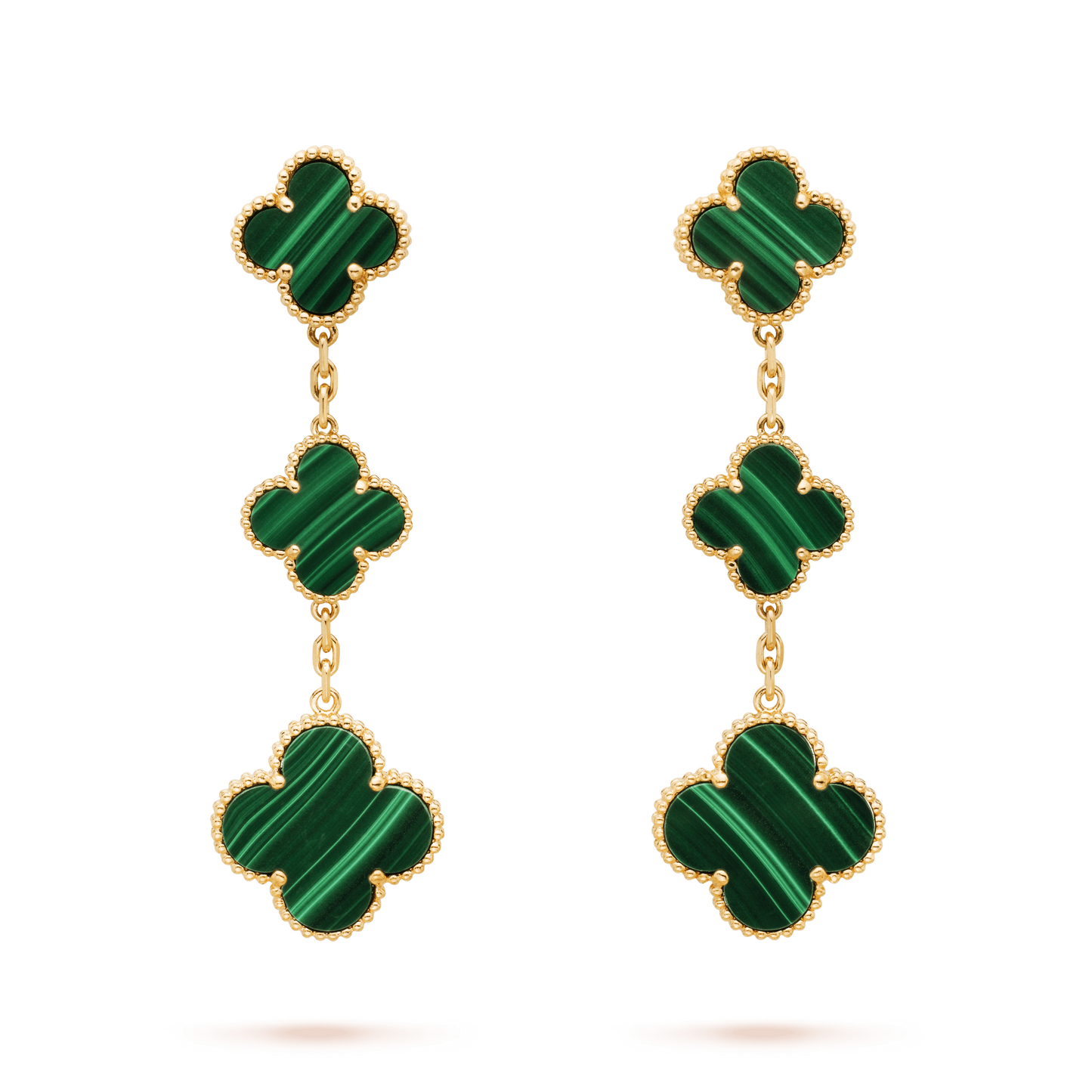 [Luxery]CLOVER MALACHITE 3 MOTIFS GOLD