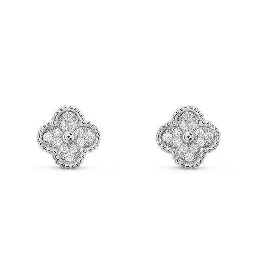 [Luxery]CLOVER MINI DIAMOND STUD EARRINGS