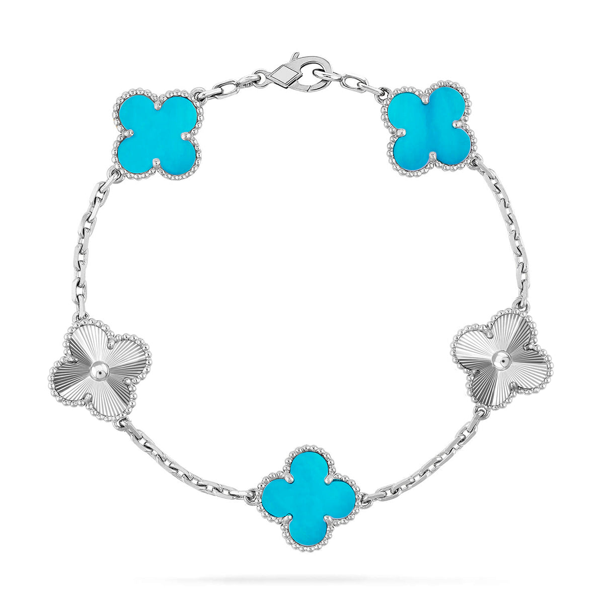 [Luxery] CLOVER 5 MOTIF TURQUOISE BRACELET COLLECTION