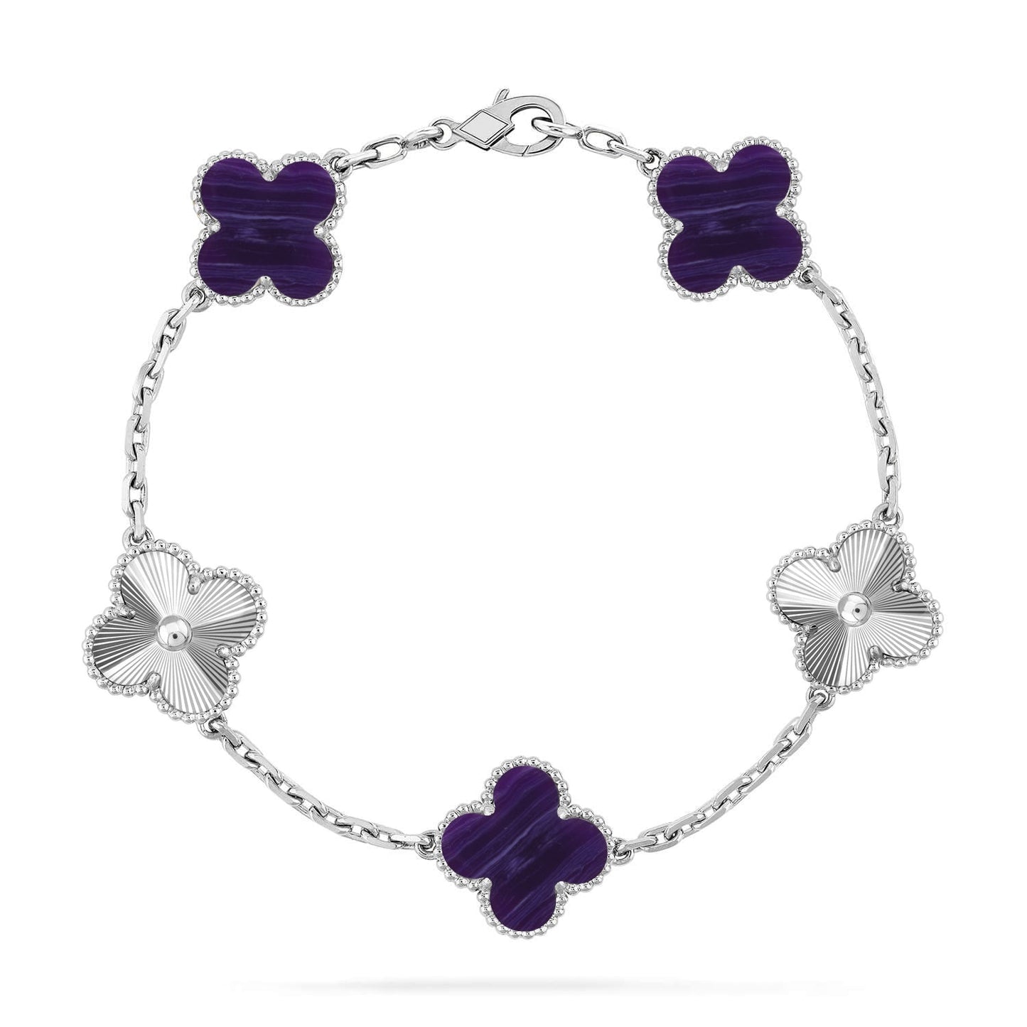 [Luxery]CLOVER 5 MOTIF PURPLE STRIPES BRACELET COLLECTION