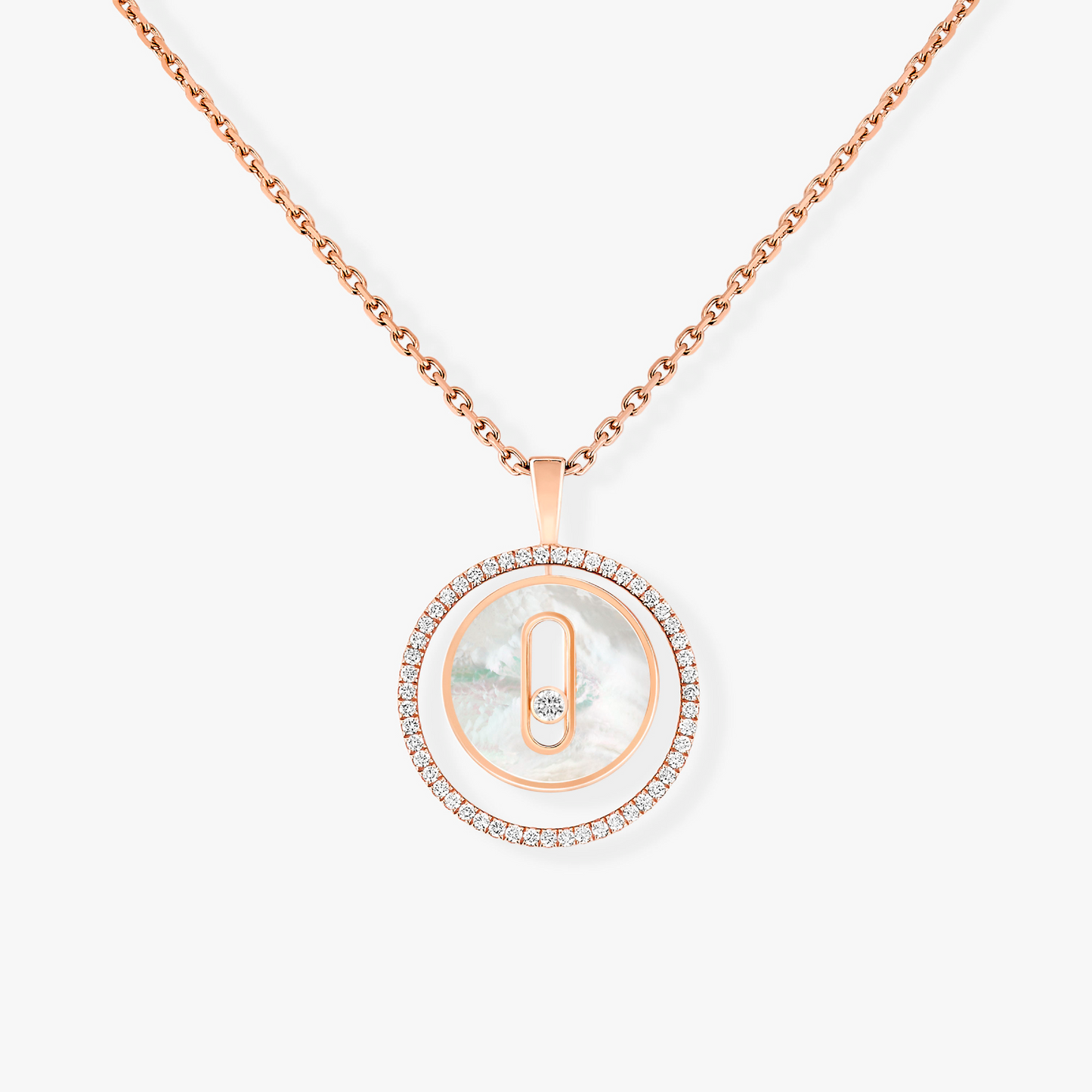 [Luxery]Demo MOVE 1 DIAMOND WHITE MOTHER OF PEARL PINK GOLD DIAMOND NECKLACE