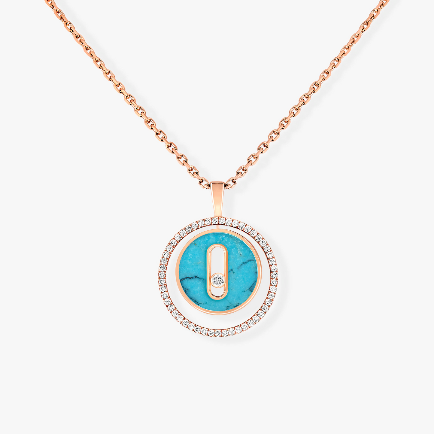 [Luxery]Demo MOVE 1 DIAMOND TURQUOISE PINK GOLD DIAMOND NECKLACE