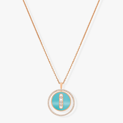 [Luxery]Demo MOVE 3 DIAMONDS TURQUOISE PINK GOLD DIAMOND NECKLACE