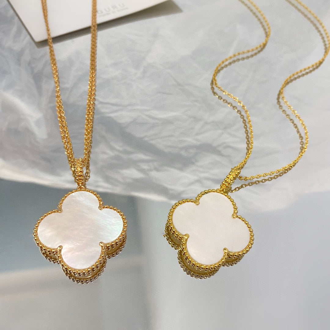 [Luxery]CLOVER 25MM MOP LARGE PENDANT NECKLACE