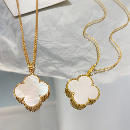 [Luxery]CLOVER 25MM MOP LARGE PENDANT NECKLACE