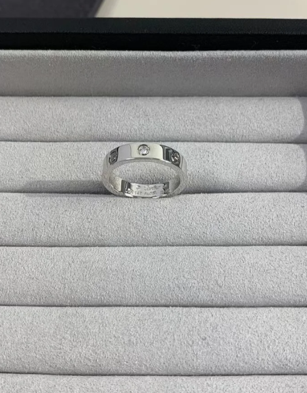 [Luxery]LOVE RING 4MM 1 DIAMOND SILVER