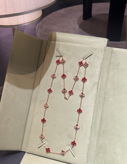 [Luxery]CLOVER 20 MOTIFS LASER CARNELIAN NECKLACE