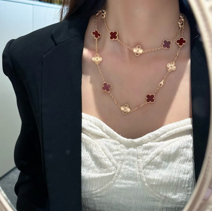 [Luxery]CLOVER 20 MOTIFS LASER CARNELIAN NECKLACE