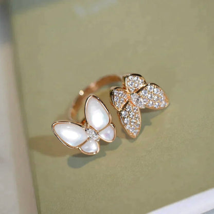 [Luxery]TWIN BUTTERFLY DIAMOND MOP RING
