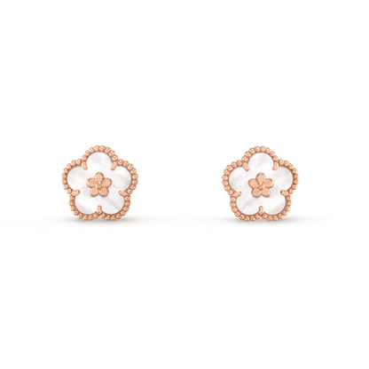 [Luxery]LUCKY PINK GOLD WHITE MOP EARRINGS