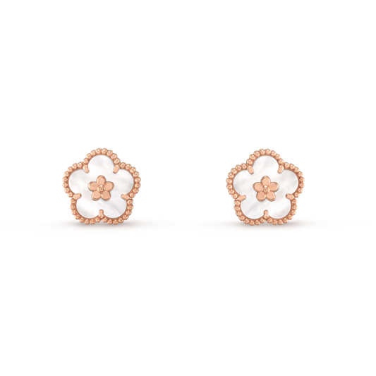 [Luxery]LUCKY PINK GOLD WHITE MOP EARRINGS