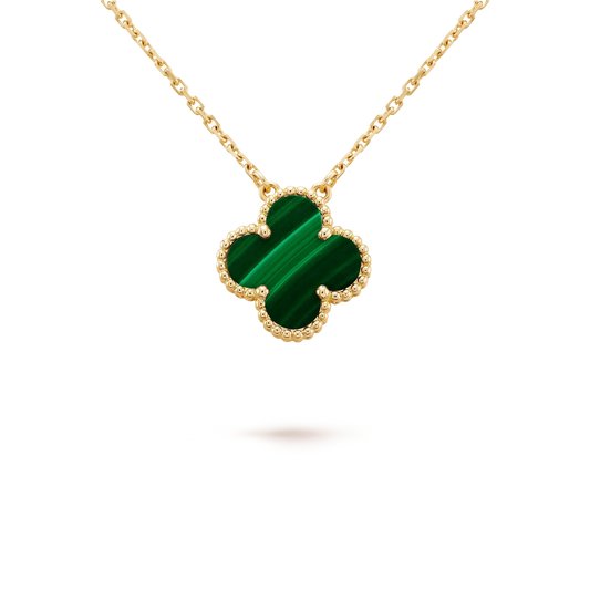 [Luxery]CLOVER 15MM MALACHITE SINGLE FLOWER  NECKLACE