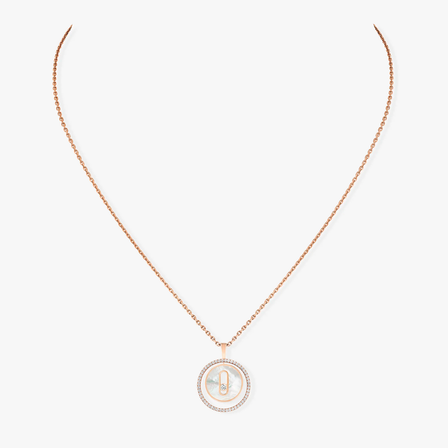 [Luxery]Demo MOVE 1 DIAMOND WHITE MOTHER OF PEARL PINK GOLD DIAMOND NECKLACE