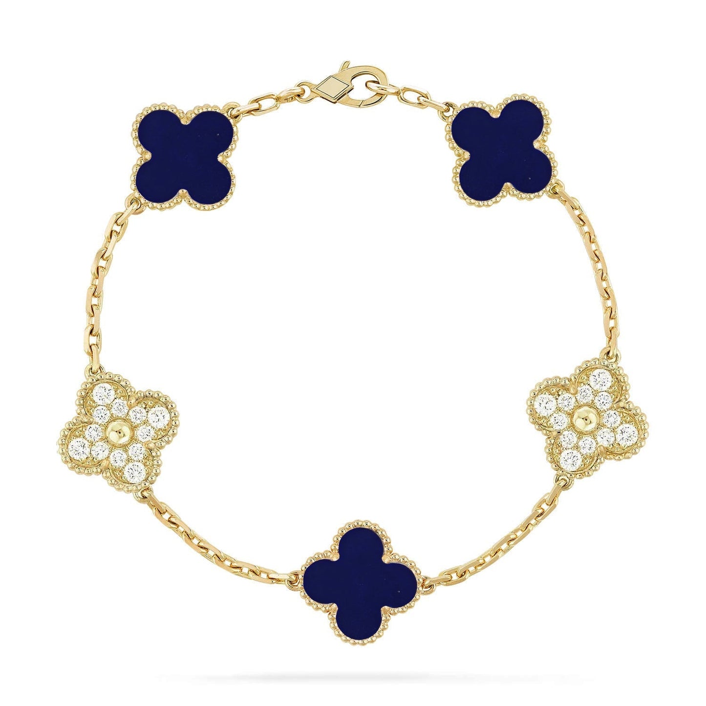 [Luxery]CLOVER 5 MOTIF LAPIS LAZULI BRACELET COLLECTION