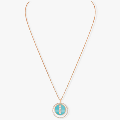 [Luxery]Demo MOVE 3 DIAMONDS TURQUOISE PINK GOLD DIAMOND NECKLACE