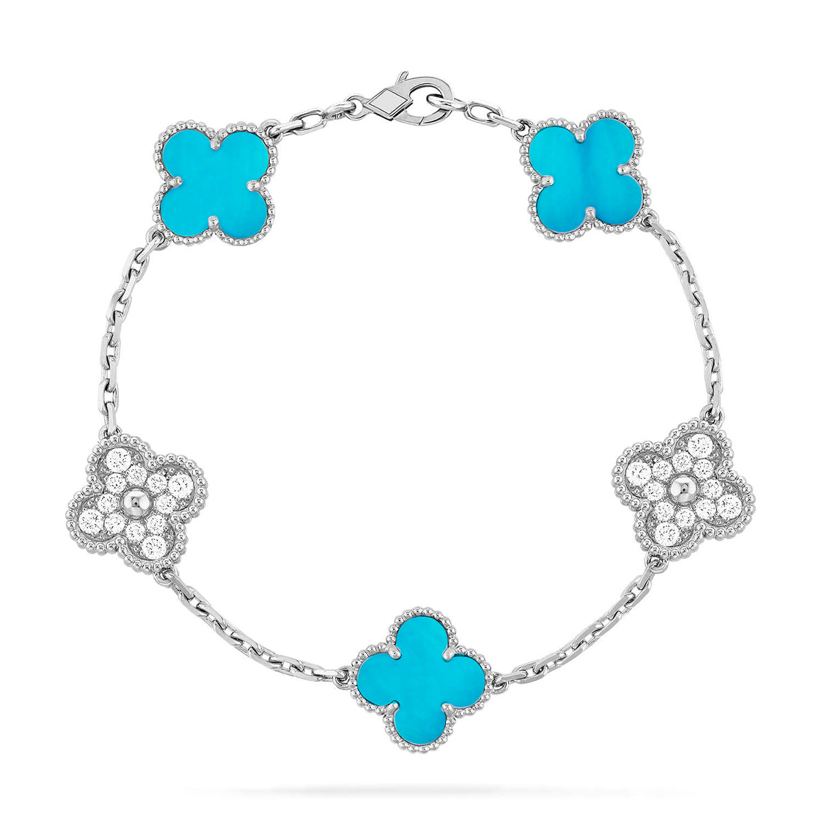 [Luxery] CLOVER 5 MOTIF TURQUOISE BRACELET COLLECTION
