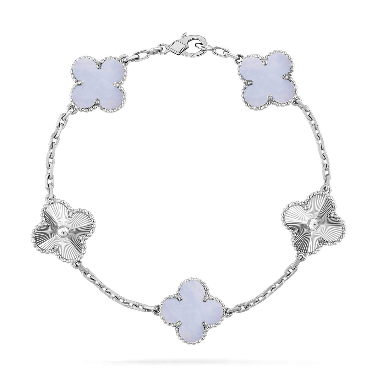 [Luxery] CLOVER 5 MOTIF PURPLE CHALCEDONY BRACELET COLLECTION