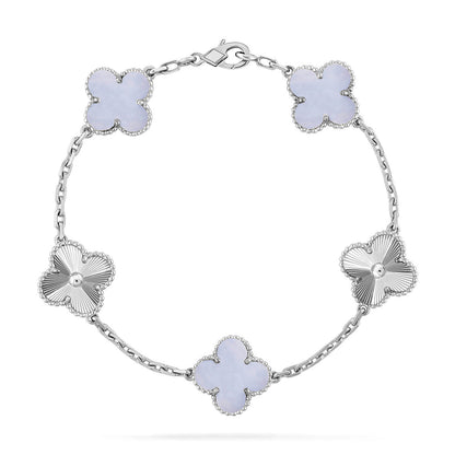 [Luxery] CLOVER 5 MOTIF PURPLE CHALCEDONY BRACELET COLLECTION