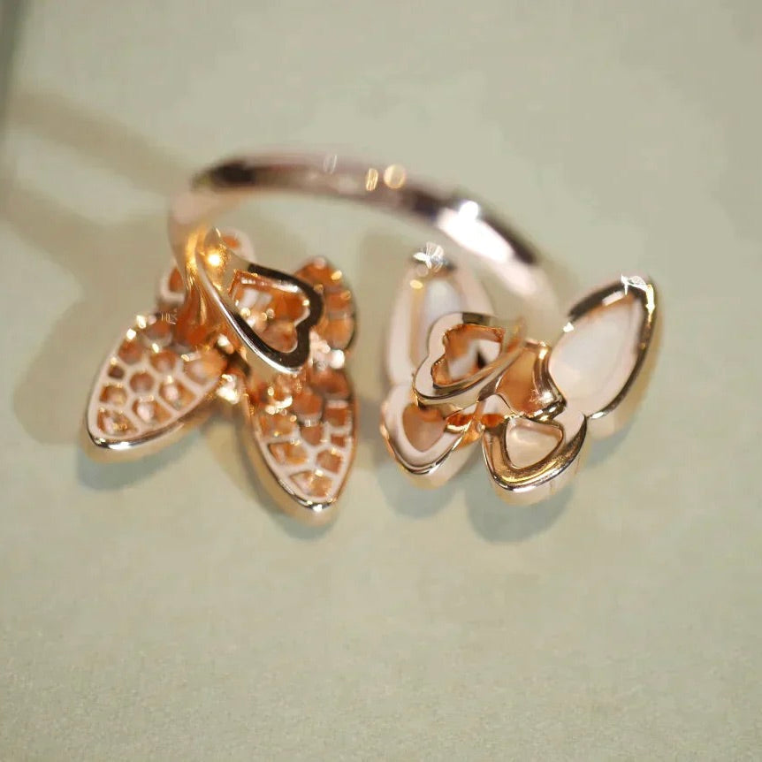 [Luxery]TWIN BUTTERFLY DIAMOND MOP RING